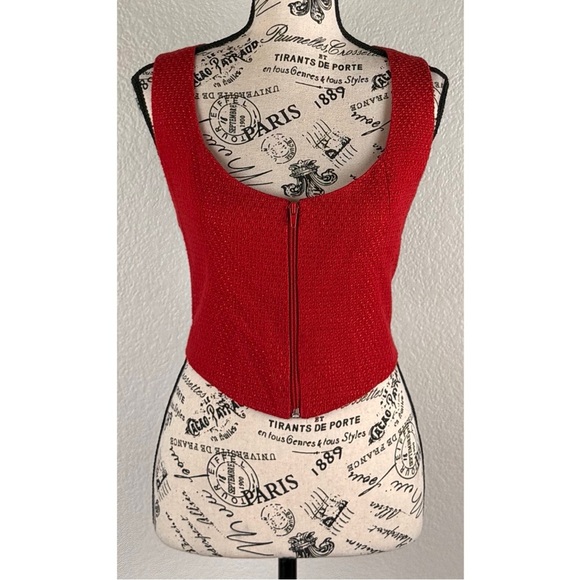Bebe Vintage Y2K Women's Front Zip Red Vest Rodeo Western Coyote Ugly, size 10 - Picture 1 of 9